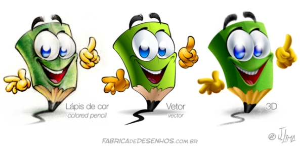 mascote mascot desenho empresa lapis cor pencil color 3d vector vetor J. lima