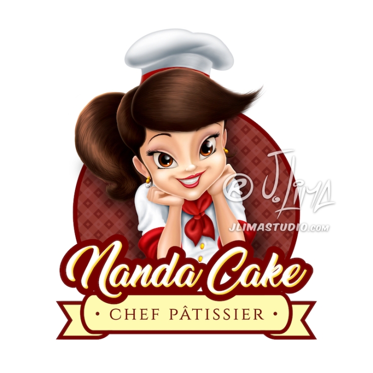 nanda cake cozinheira mascote personagem logo design character mascot menina girl mulher moça desenho ilustração concept art color 3d 2d jlima draw vetor vector