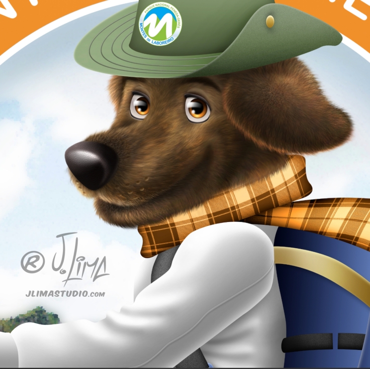 desenho logo design mascote personagem character ilustração jlima 3d cão cachorro dog mountain montanha caminhada logotipo brasao mascot chapeu face cachecol frio escalada